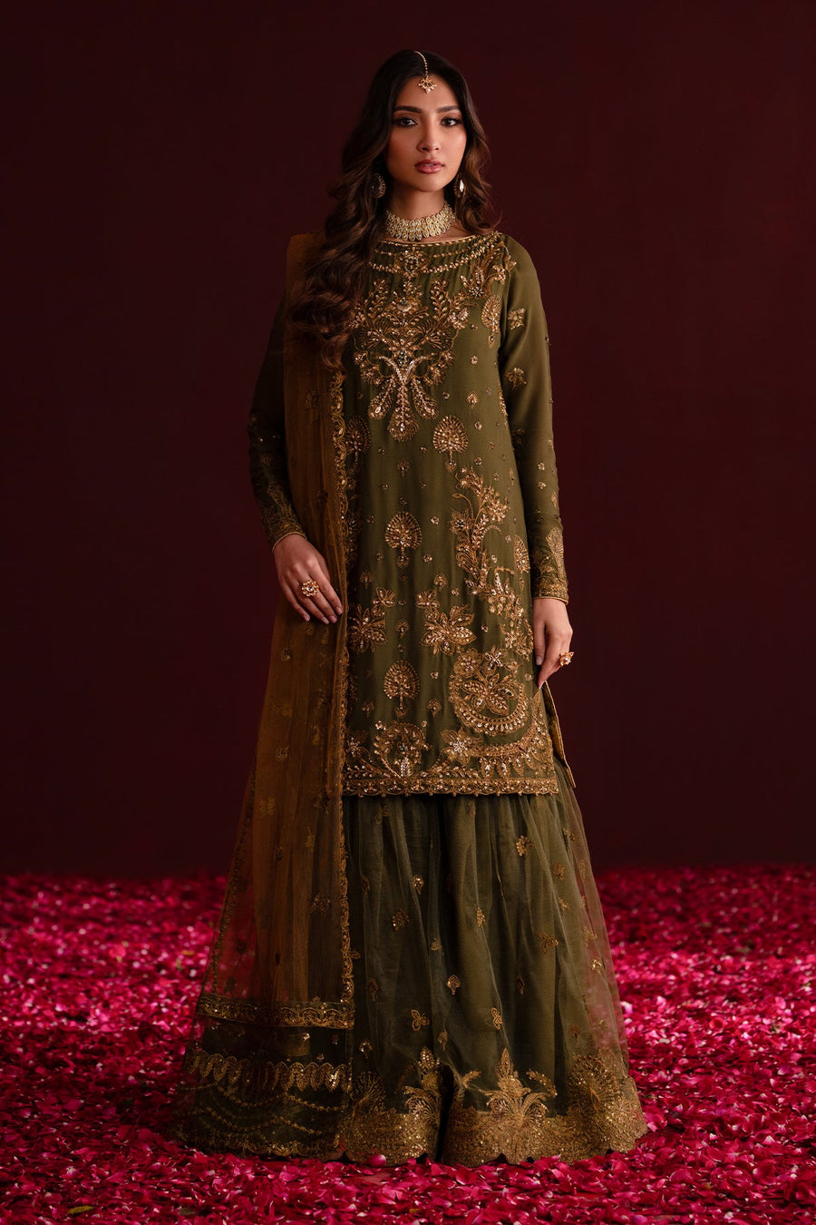 Emaan Adeel Nooresha Embroidered Chiffon Unstitched 3Pc Suit - Sunoora