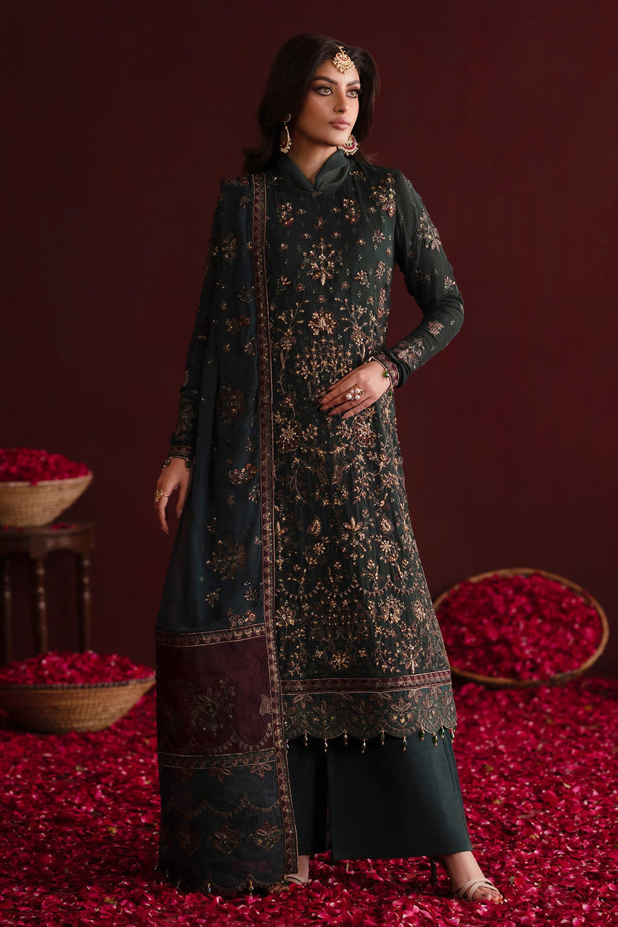 Emaan Adeel Nooresha Embroidered Chiffon Unstitched 3Pc Suit - Kavya