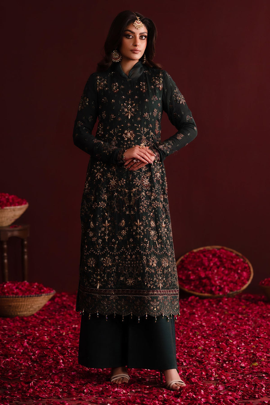 Emaan Adeel Nooresha Embroidered Chiffon Unstitched 3Pc Suit - Kavya