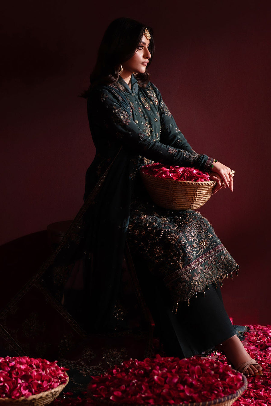 Emaan Adeel Nooresha Embroidered Chiffon Unstitched 3Pc Suit - Kavya