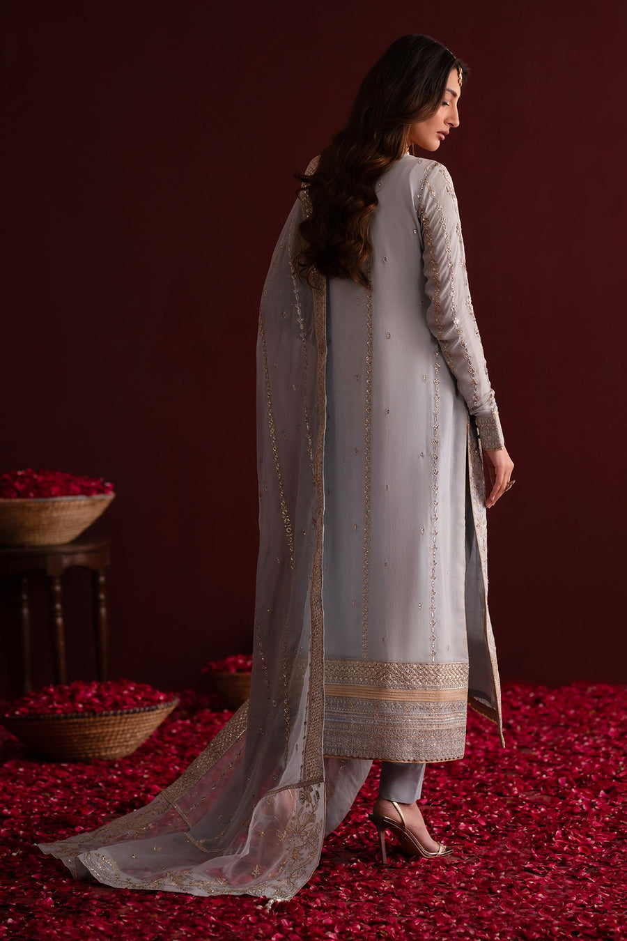 Emaan Adeel Nooresha Embroidered Chiffon Unstitched 3Pc Suit - Sahira