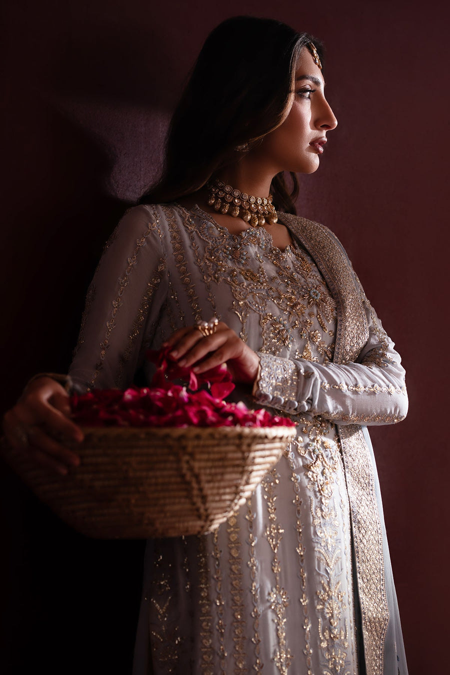 Emaan Adeel Nooresha Embroidered Chiffon Unstitched 3Pc Suit - Sahira