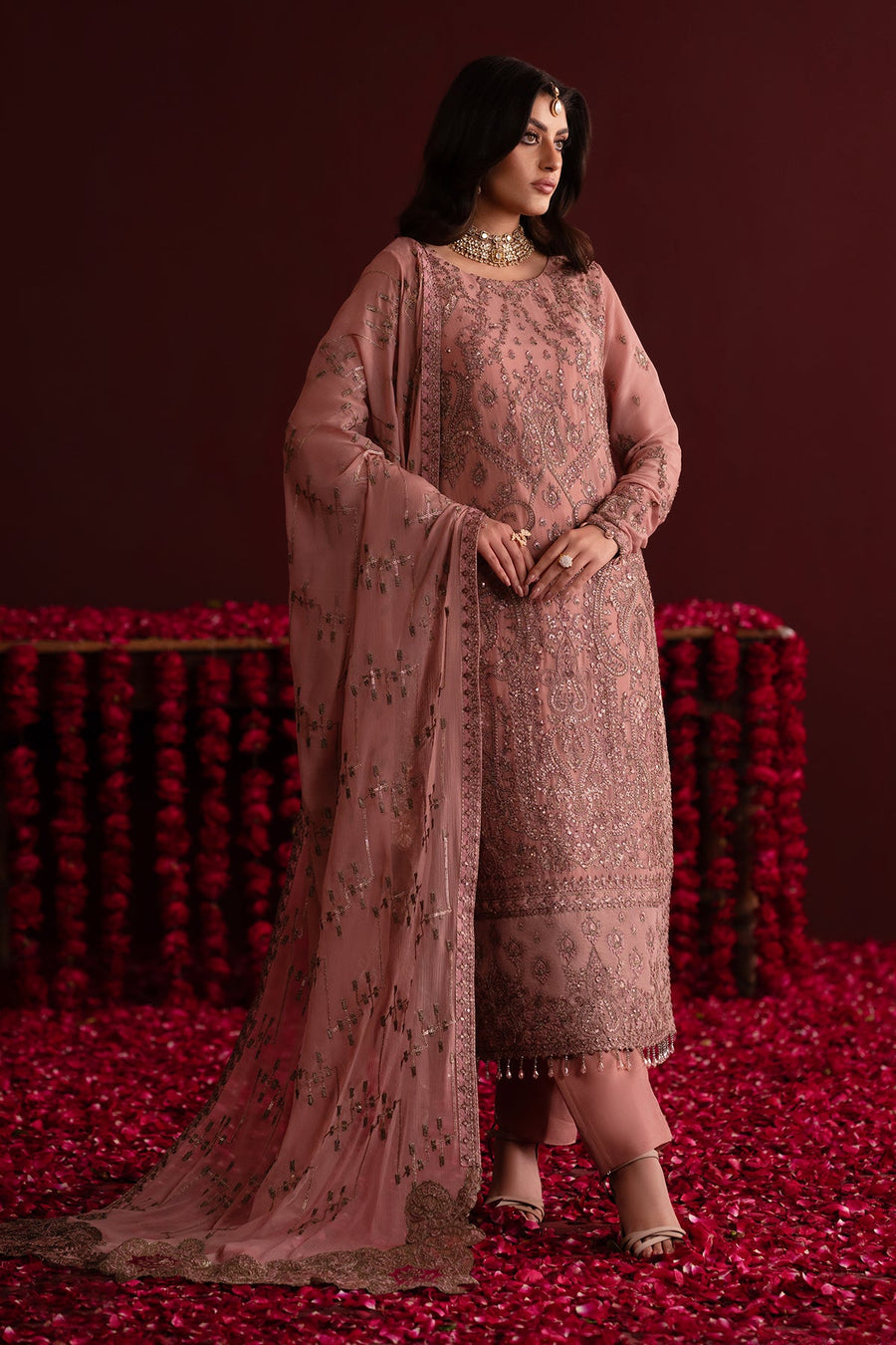 Emaan Adeel Nooresha Embroidered Chiffon Unstitched 3Pc Suit - Shaheena