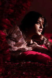 Emaan Adeel Nooresha Embroidered Chiffon Unstitched 3Pc Suit - Shaheena