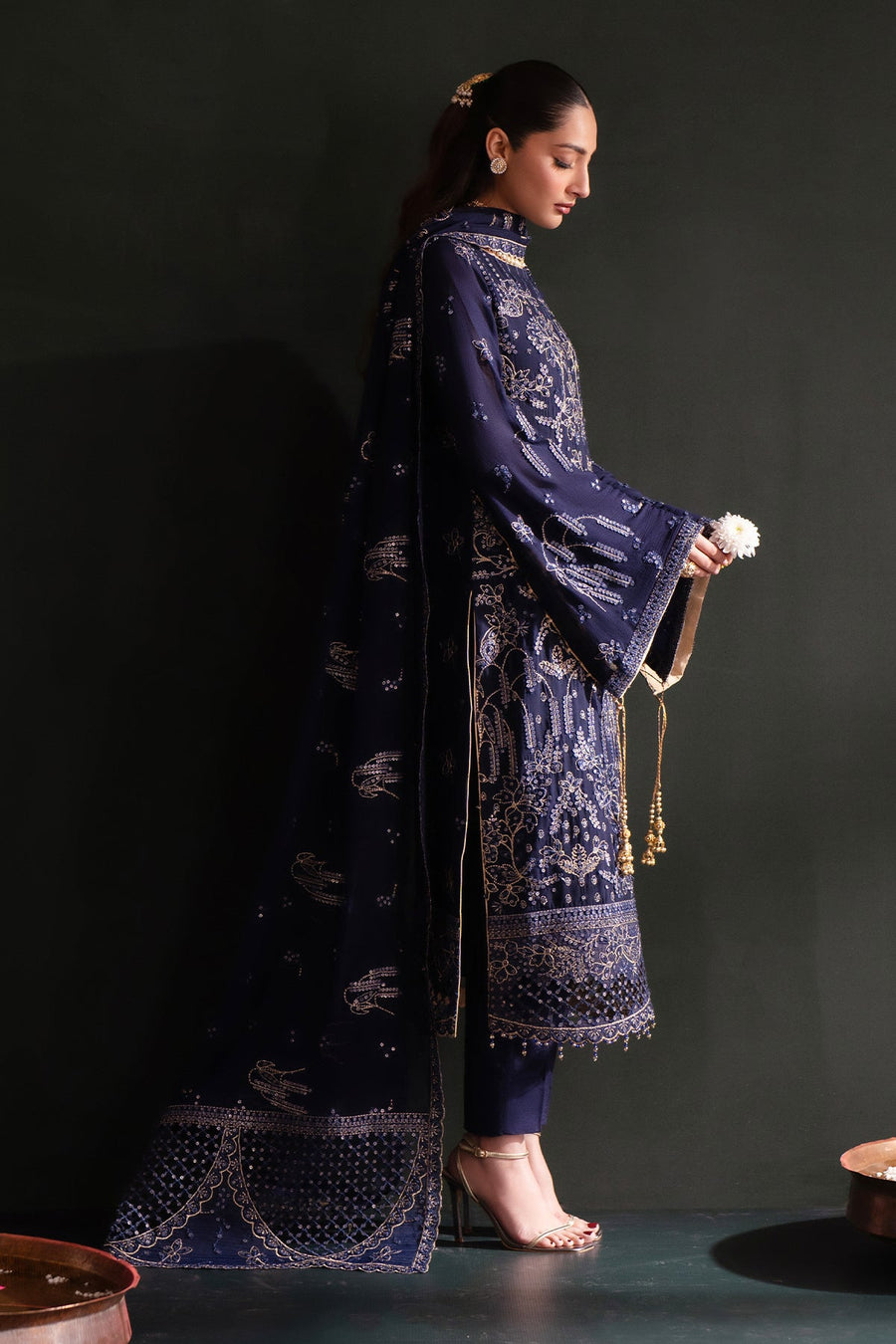 Emaan Adeel Nooresha Embroidered Chiffon Unstitched 3Pc Suit - Zarifa