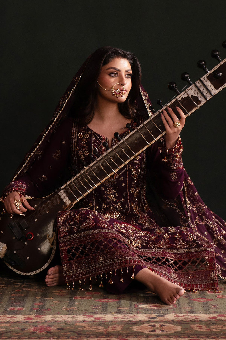 Emaan Adeel Nooresha Embroidered Chiffon Unstitched 3Pc Suit - Jenan