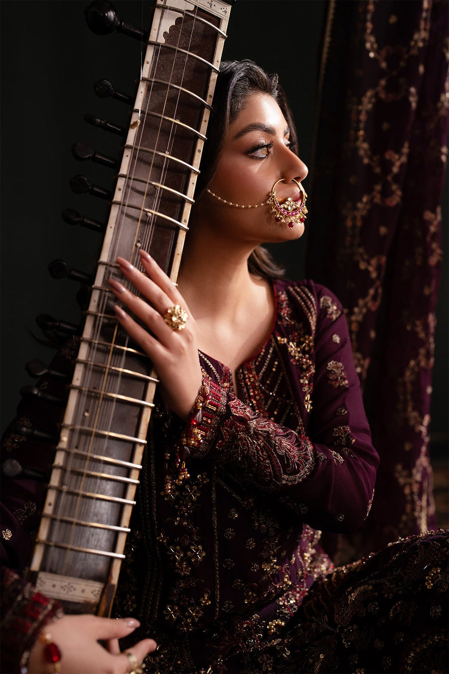 Emaan Adeel Nooresha Embroidered Chiffon Unstitched 3Pc Suit - Jenan