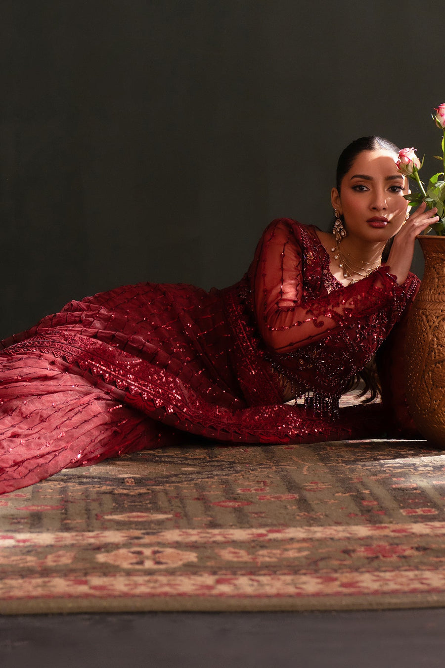 Emaan Adeel Nooresha Embroidered Net Unstitched Saree - Lalish