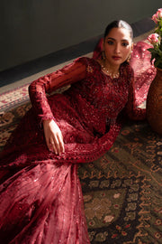Emaan Adeel Nooresha Embroidered Net Unstitched Saree - Lalish