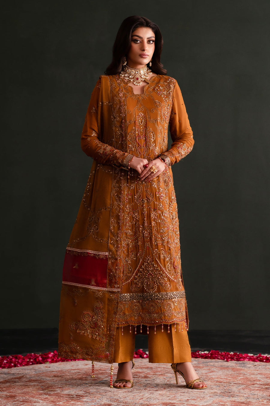 Emaan Adeel Nooresha Embroidered Chiffon Unstitched 3Pc Suit - Zarang