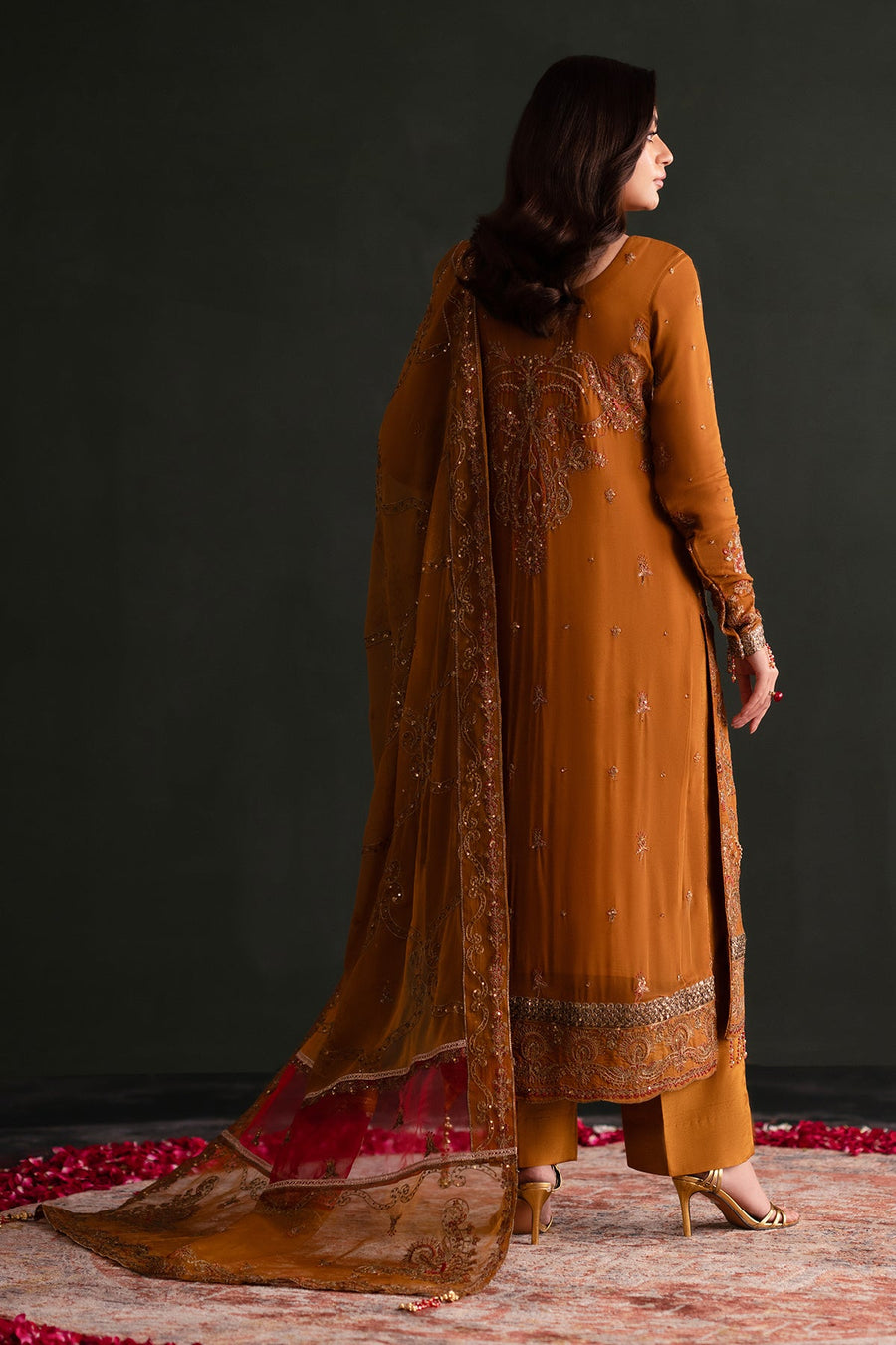 Emaan Adeel Nooresha Embroidered Chiffon Unstitched 3Pc Suit - Zarang