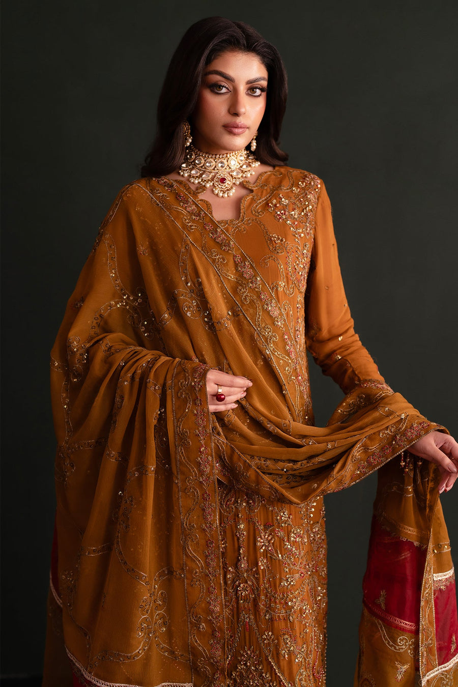 Emaan Adeel Nooresha Embroidered Chiffon Unstitched 3Pc Suit - Zarang