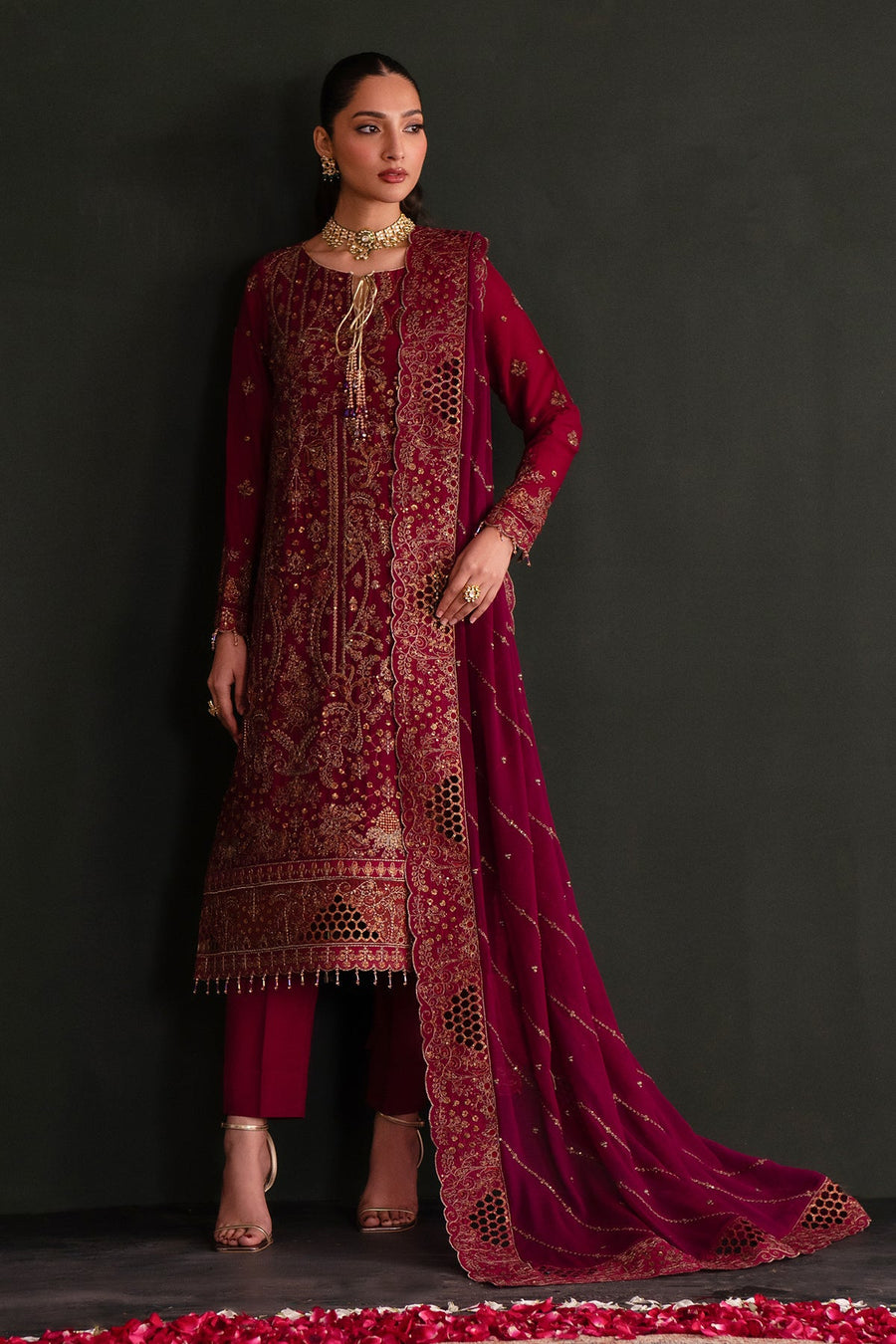 Emaan Adeel Nooresha Embroidered Chiffon Unstitched 3Pc Suit - Nishta