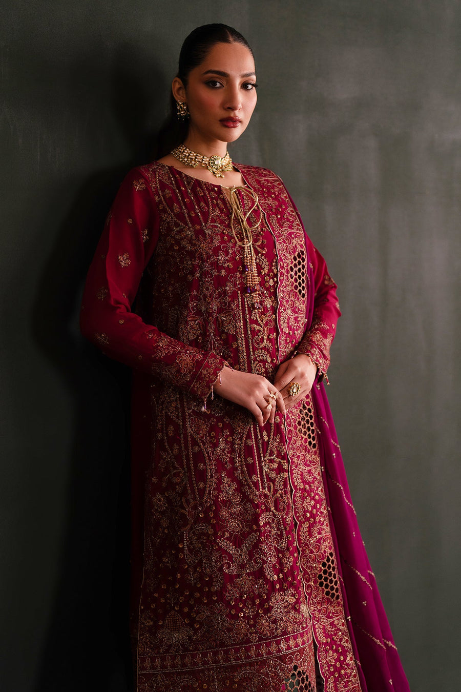 Emaan Adeel Nooresha Embroidered Chiffon Unstitched 3Pc Suit - Nishta