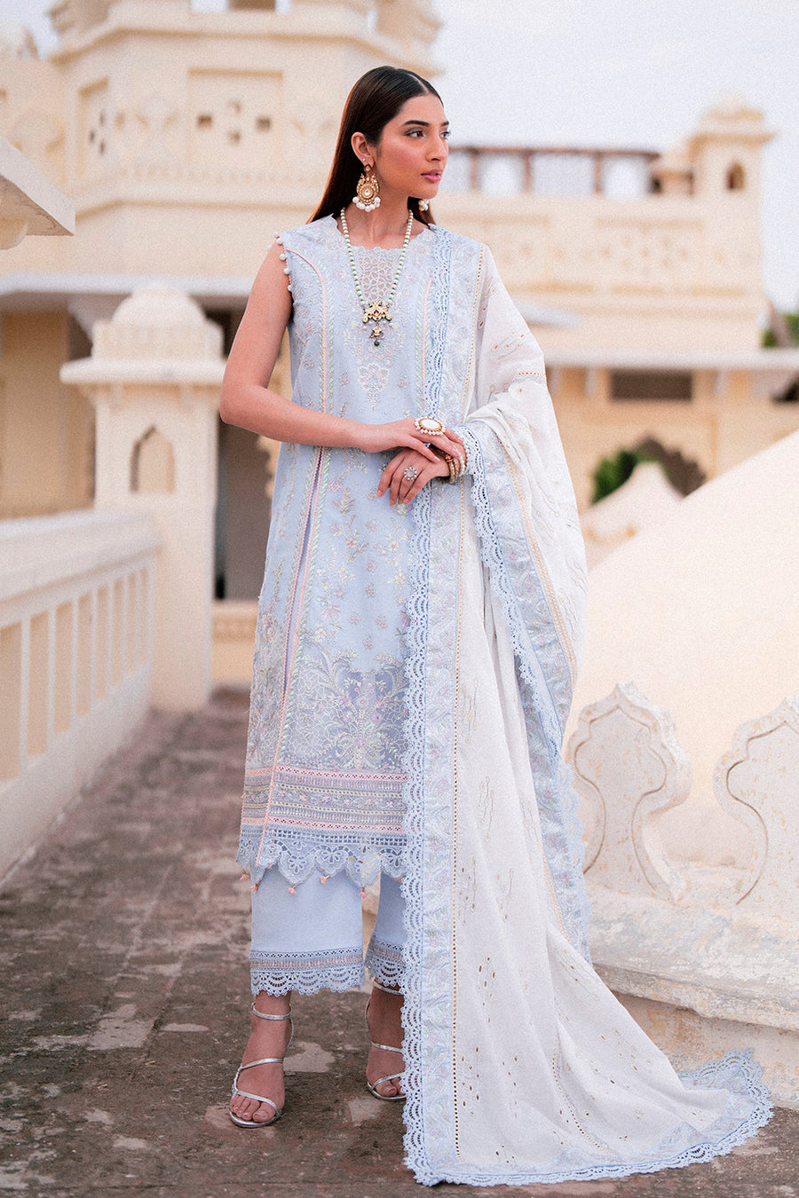 Zarposh Sangat Embroidered Lawn Unstitched 3Pc Suit - Gulbadan