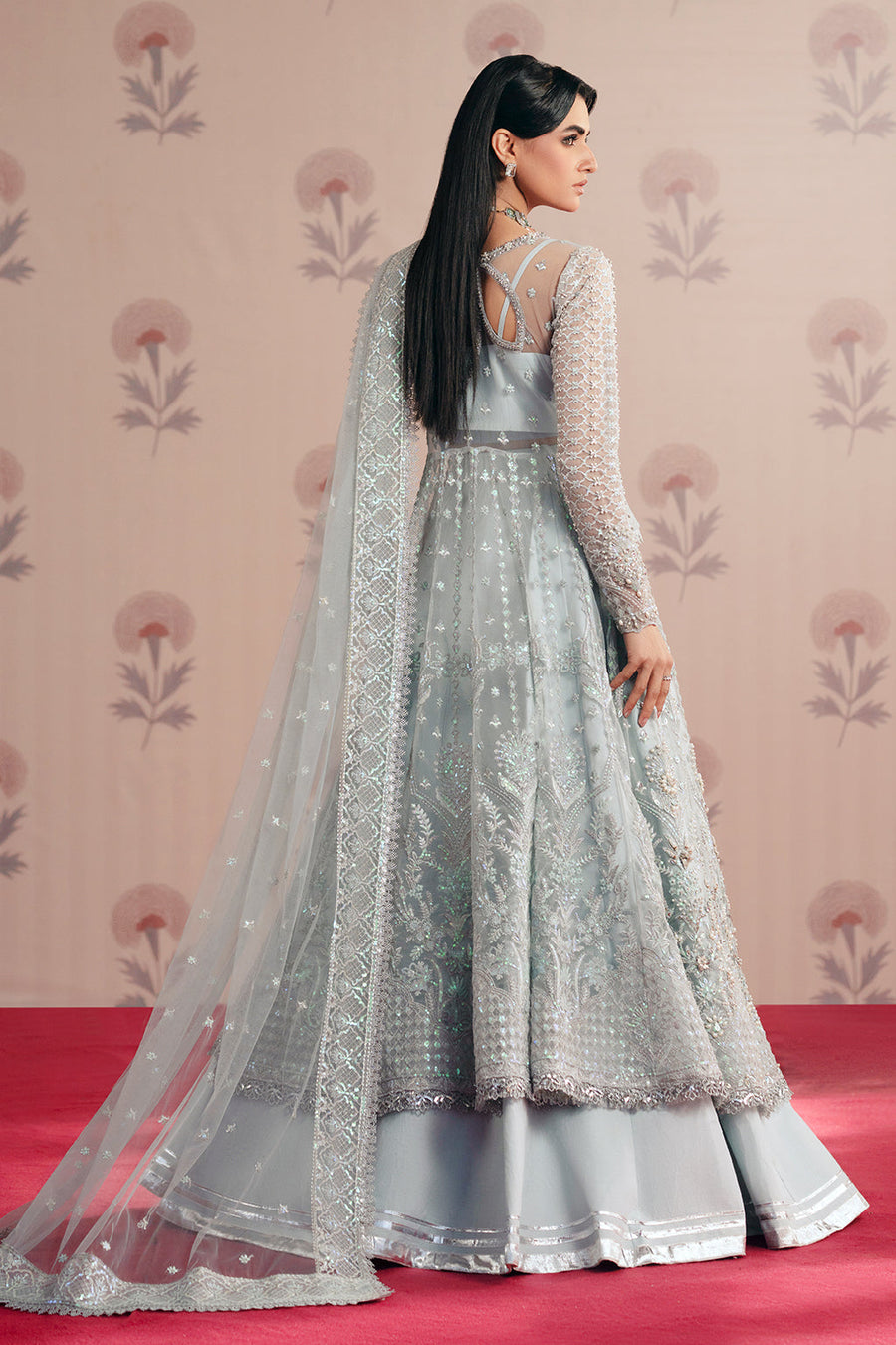Zarposh Maharani Embroidered Net Unstitched 3Pc Suit - Savera