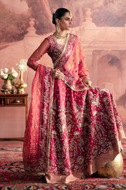 Zarposh Maharani Embroidered Net Unstitched 3Pc Suit - Anarkali