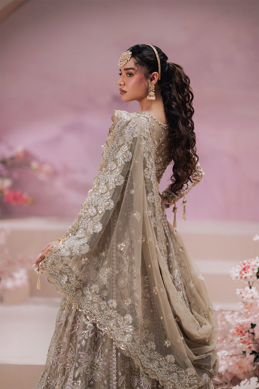 Zarposh Jahanara Festive Embroidered Net Unstitched 3Pc Suit - Zaib