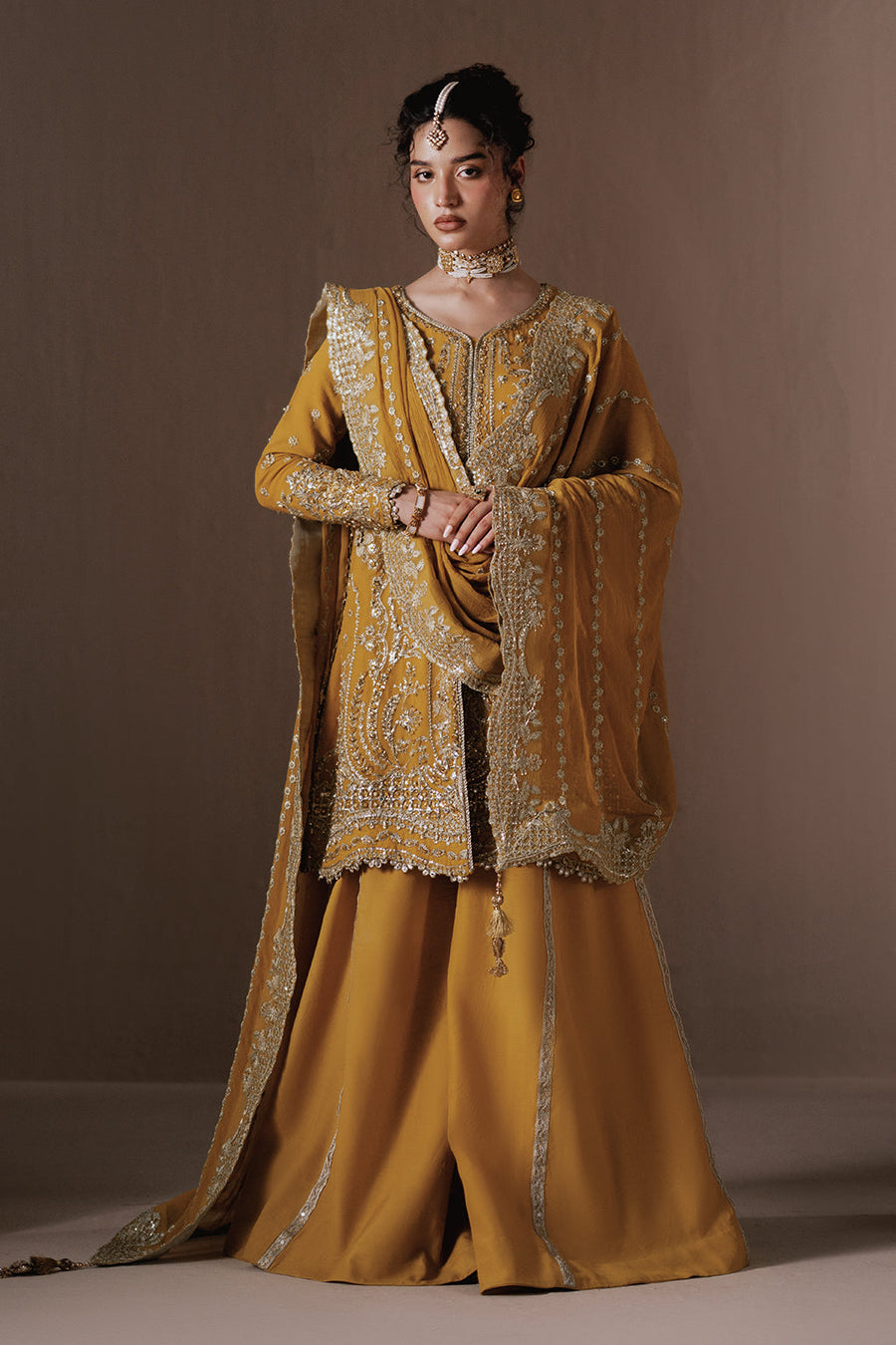 Zarposh Jahanara Festive Embroidered Chiffon Unstitched 3Pc Suit - Dhanak