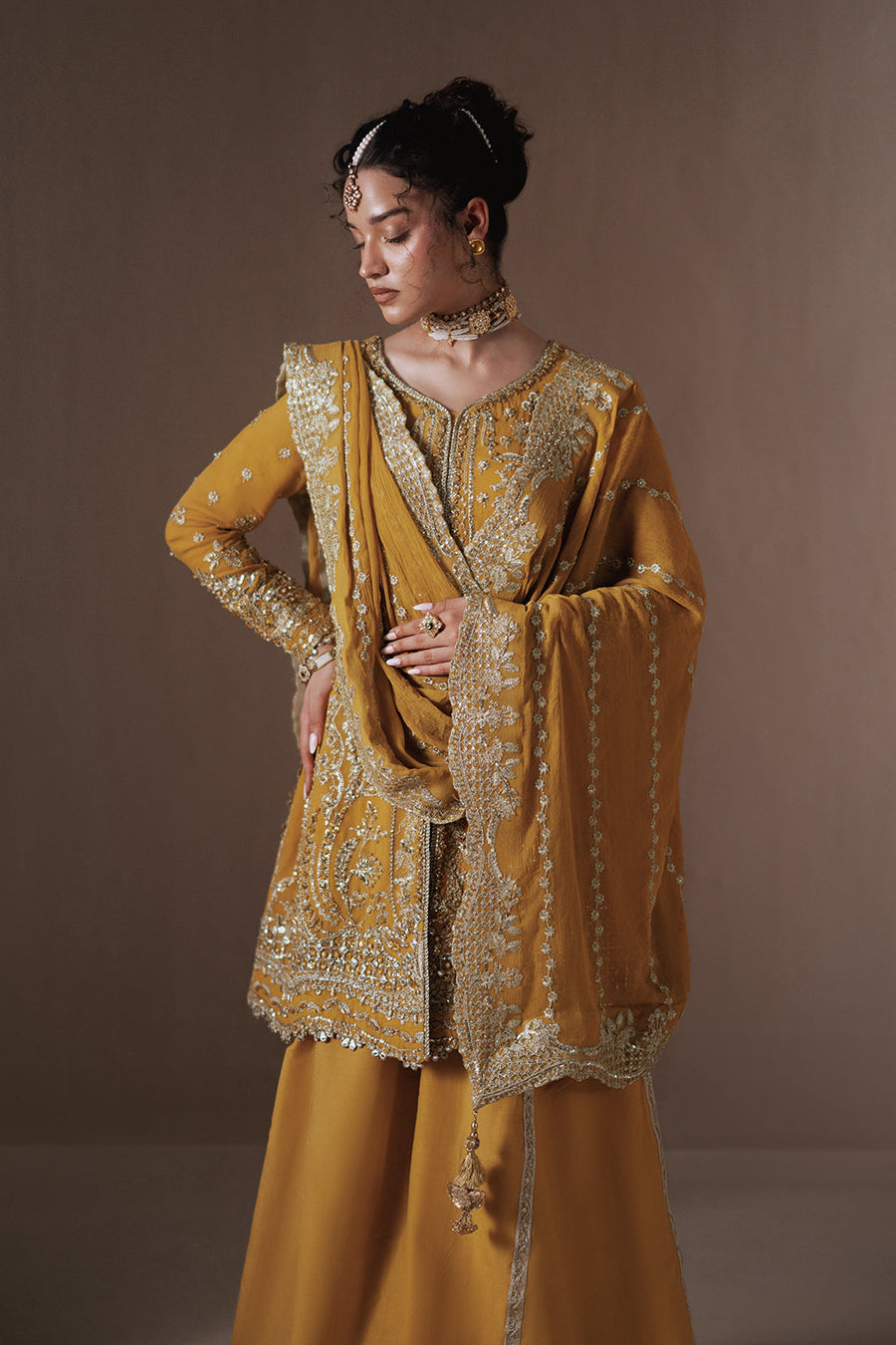 Zarposh Jahanara Festive Embroidered Chiffon Unstitched 3Pc Suit - Dhanak