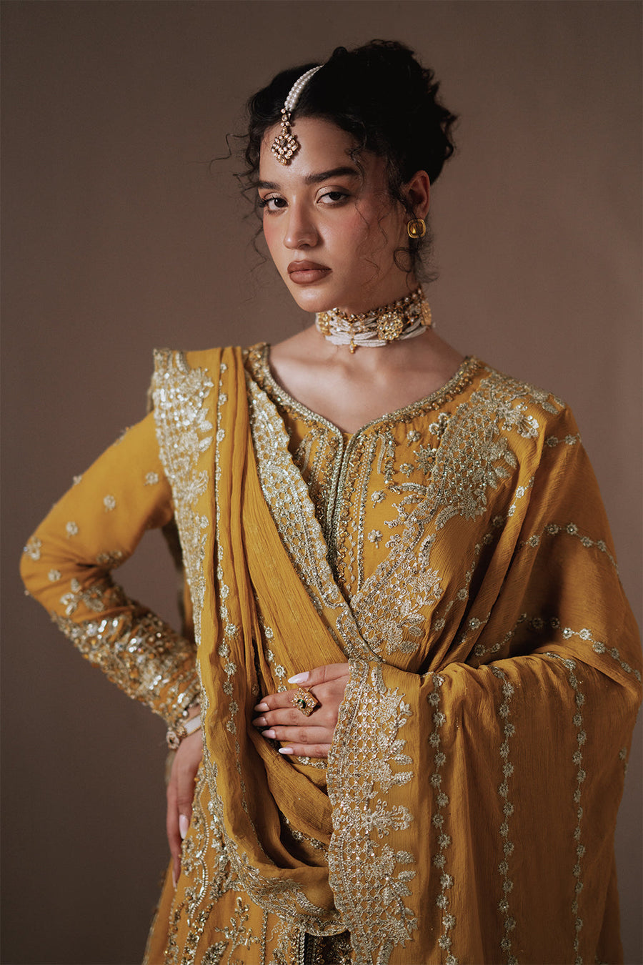 Zarposh Jahanara Festive Embroidered Chiffon Unstitched 3Pc Suit - Dhanak