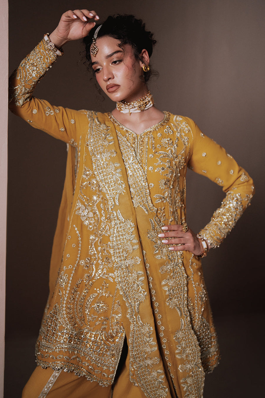 Zarposh Jahanara Festive Embroidered Chiffon Unstitched 3Pc Suit - Dhanak