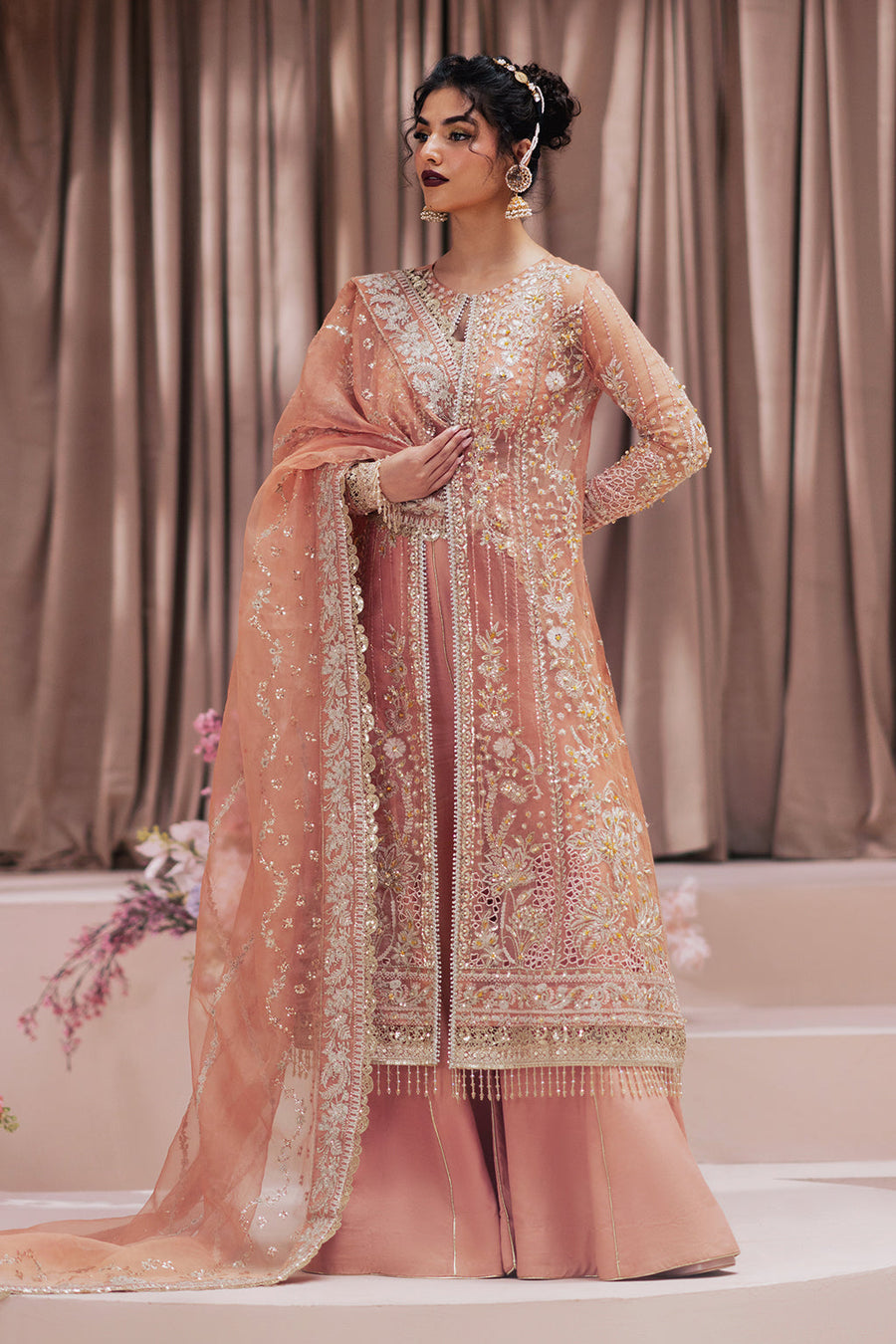 Zarposh Jahanara Festive Embroidered Organza Unstitched 3Pc Suit - Barkha