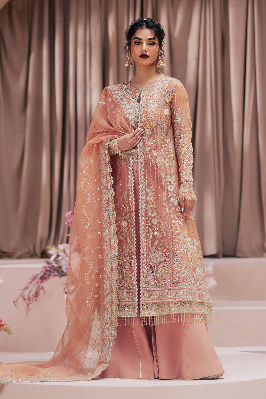 Zarposh Jahanara Festive Embroidered Organza Unstitched 3Pc Suit - Barkha