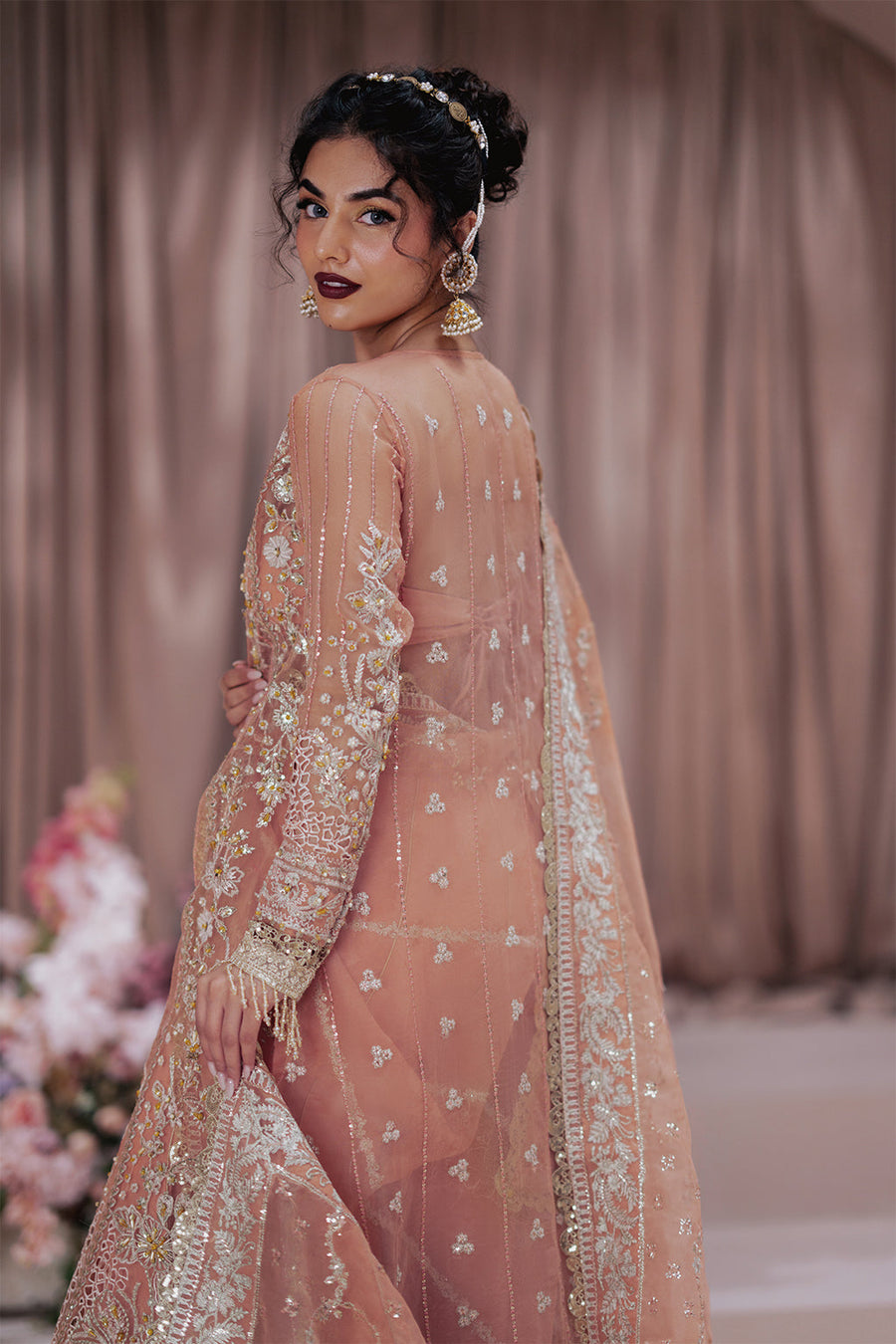 Zarposh Jahanara Festive Embroidered Organza Unstitched 3Pc Suit - Barkha