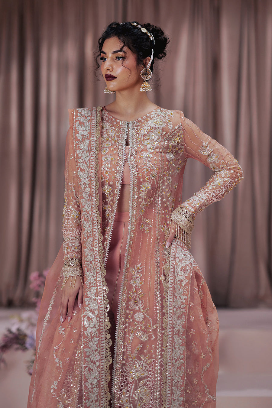 Zarposh Jahanara Festive Embroidered Organza Unstitched 3Pc Suit - Barkha
