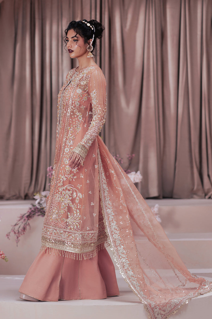 Zarposh Jahanara Festive Embroidered Organza Unstitched 3Pc Suit - Barkha