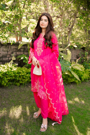 La Rosaa Embroidered Georgette Stitched 3Pc Suit - Serena