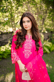La Rosaa Embroidered Georgette Stitched 3Pc Suit - Serena