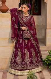 Aylin Wedding Formal Embroidered Net Unstitched 3Pc Suit - MULBERRY