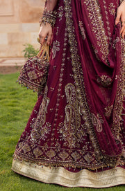 Aylin Wedding Formal Embroidered Net Unstitched 3Pc Suit - MULBERRY