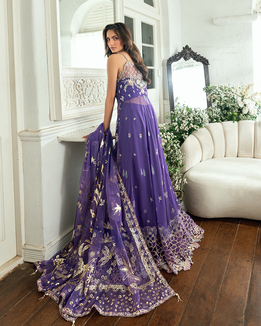 Mushq Sham Shandaar Embroidered Chiffon Unstitched 3Pc Suit - Tara Taal