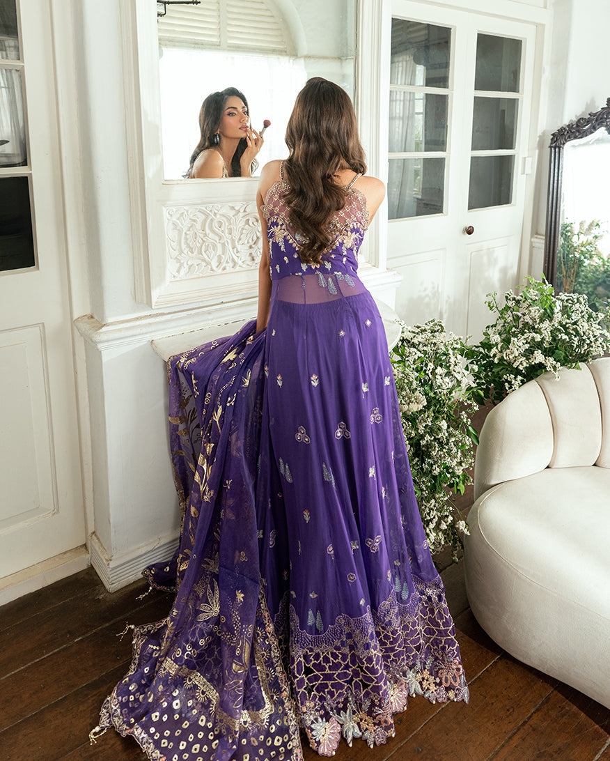Mushq Sham Shandaar Embroidered Chiffon Unstitched 3Pc Suit - Tara Taal