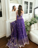 Mushq Sham Shandaar Embroidered Chiffon Unstitched 3Pc Suit - Tara Taal