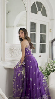 Mushq Sham Shandaar Embroidered Chiffon Unstitched 3Pc Suit - Tara Taal