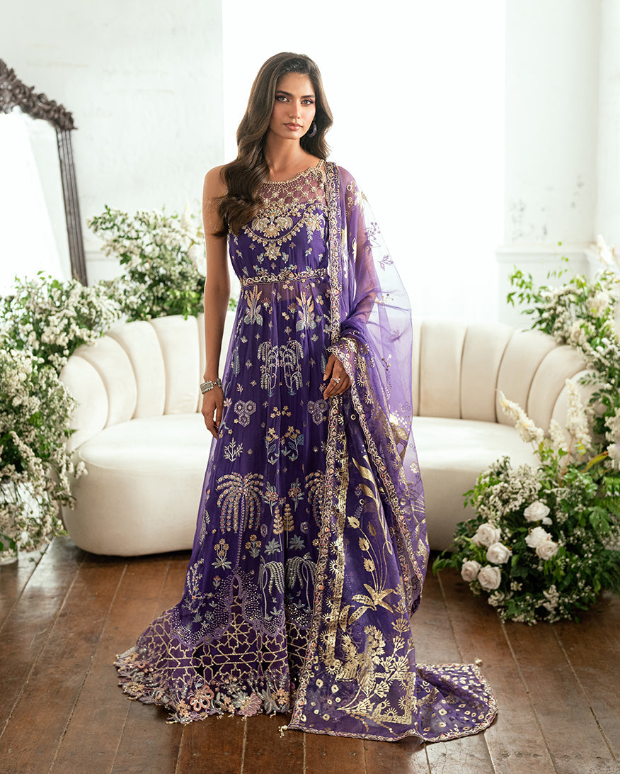 Mushq Sham Shandaar Embroidered Chiffon Unstitched 3Pc Suit - Tara Taal