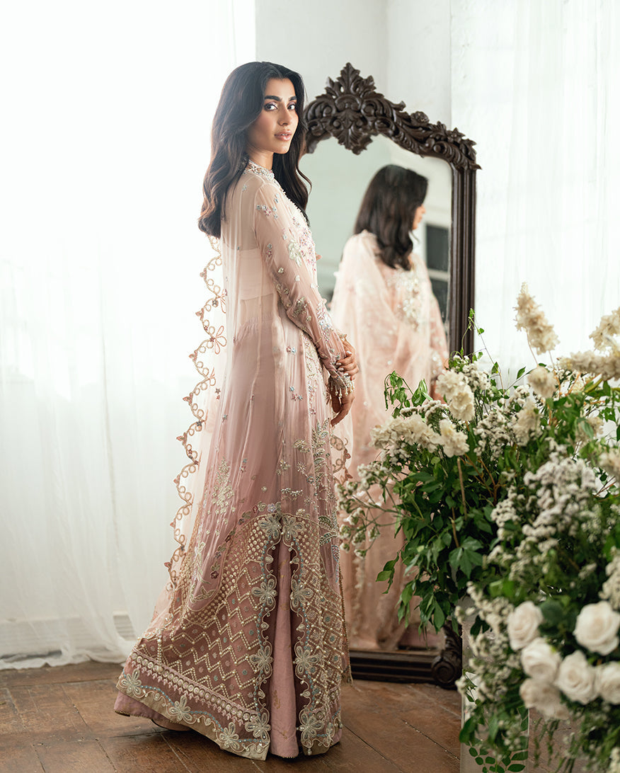 Mushq Sham Shandaar Embroidered Chiffon Unstitched 3Pc Suit - Shehnai