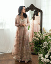 Mushq Sham Shandaar Embroidered Chiffon Unstitched 3Pc Suit - Shehnai
