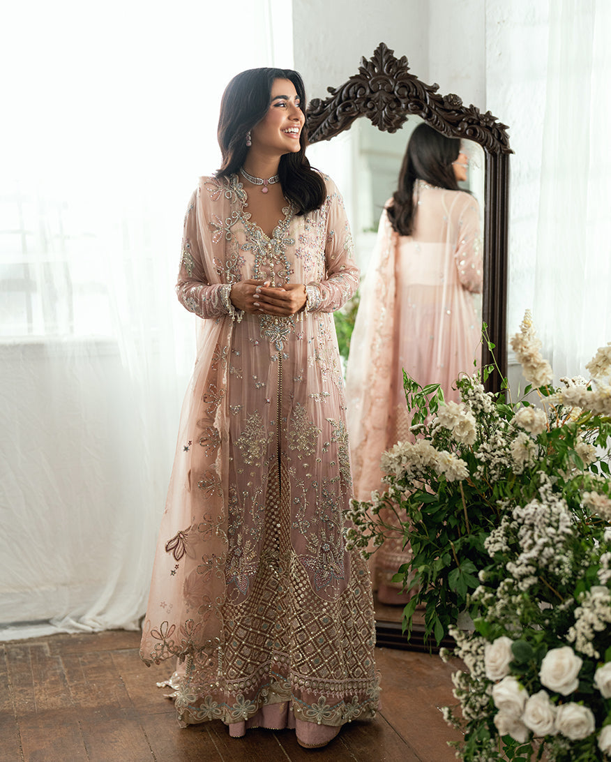 Mushq Sham Shandaar Embroidered Chiffon Unstitched 3Pc Suit - Shehnai