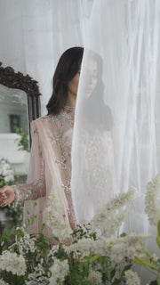 Mushq Sham Shandaar Embroidered Chiffon Unstitched 3Pc Suit - Shehnai