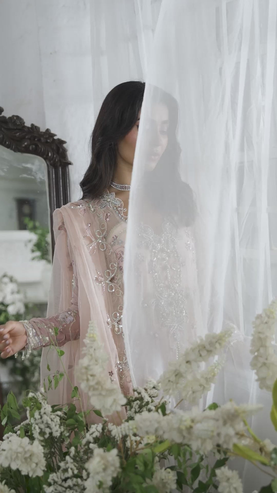 Mushq Sham Shandaar Embroidered Chiffon Unstitched 3Pc Suit - Shehnai