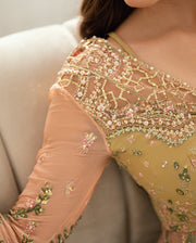 Mushq Sham Shandaar Embroidered Chiffon Unstitched 3Pc Suit - Sur Sunehri