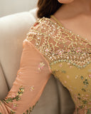 Mushq Sham Shandaar Embroidered Chiffon Unstitched 3Pc Suit - Sur Sunehri