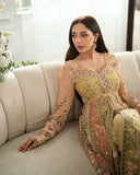 Mushq Sham Shandaar Embroidered Chiffon Unstitched 3Pc Suit - Sur Sunehri