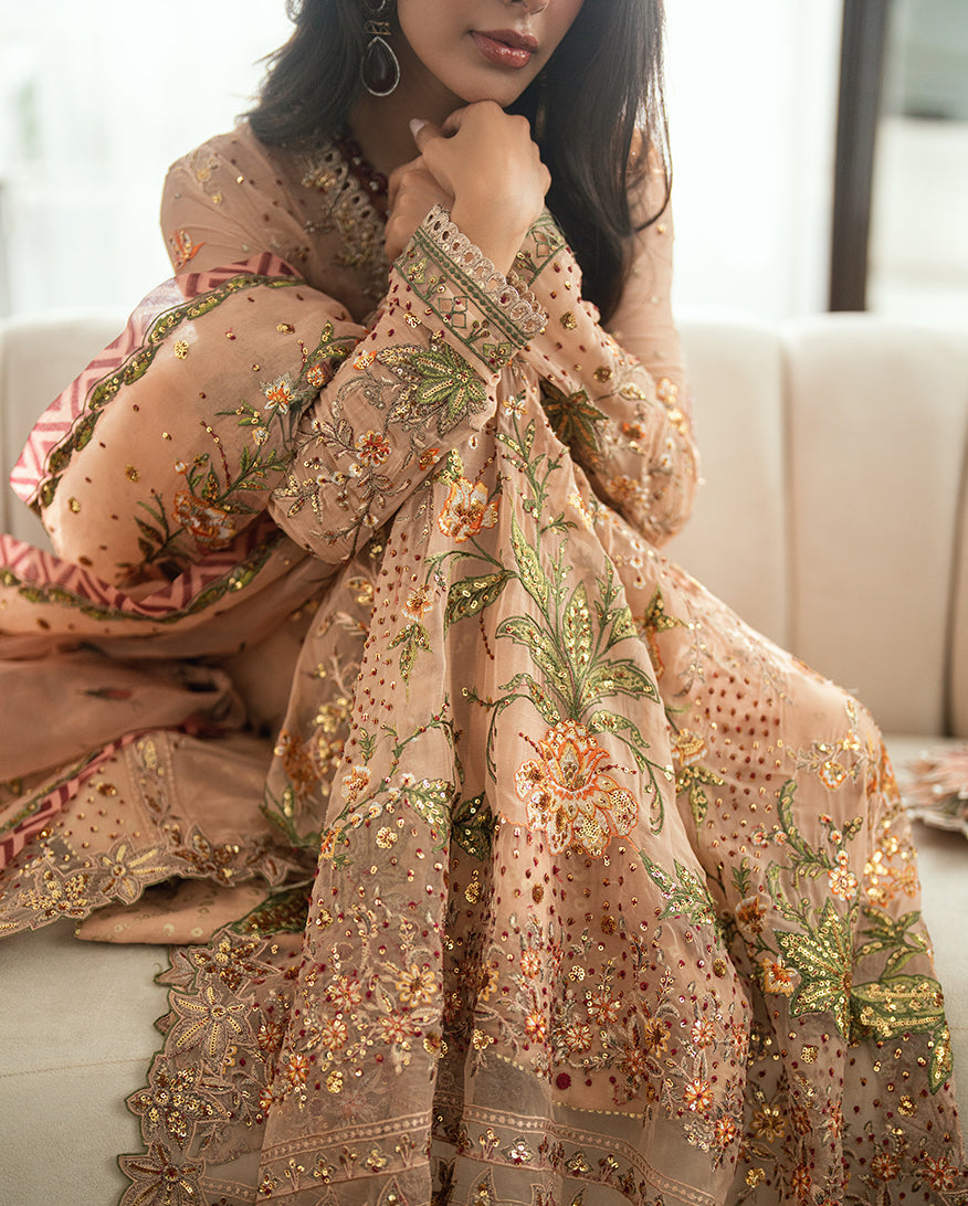 Mushq Sham Shandaar Embroidered Chiffon Unstitched 3Pc Suit - Tarannum