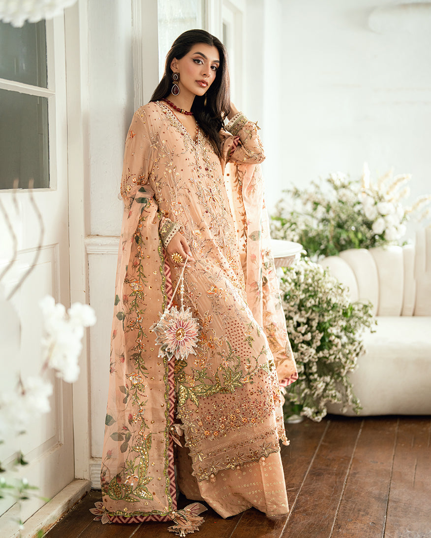 Mushq Sham Shandaar Embroidered Chiffon Unstitched 3Pc Suit - Tarannum